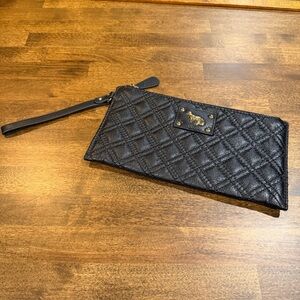 Emma Fox Black Leather Clutch Quilted Wristlet